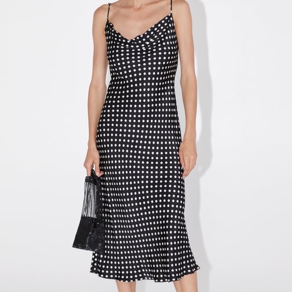 Zara | Dresses | Zara Black And White Polka Dot Dress | Poshmark